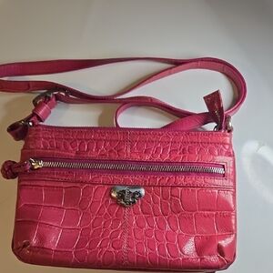 Brighton Pink Croc-Embossed Crossbody Bag